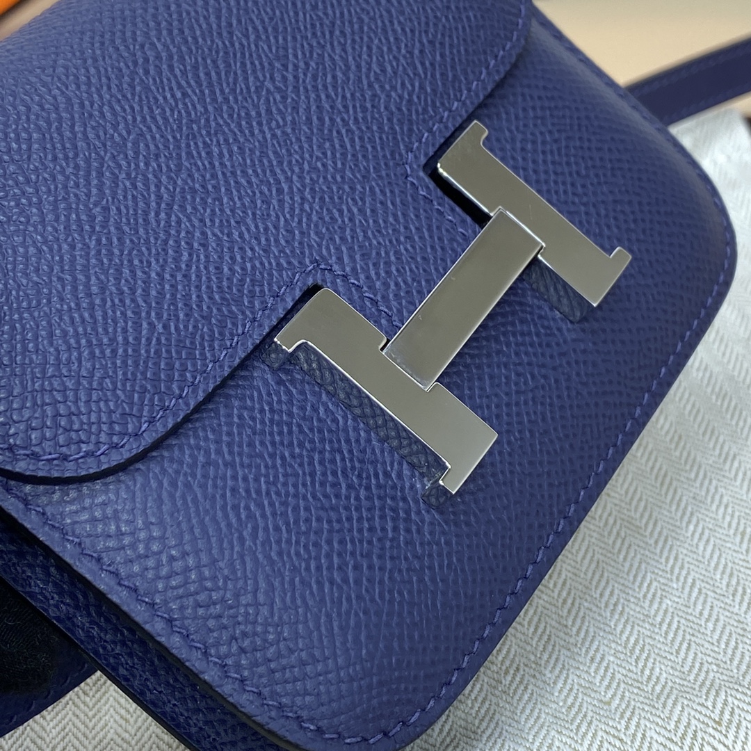 Hermes Constance Slim Wallet Belt Bag In Deep Blue Epsom Leather